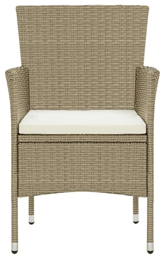 Set pranzo da giardino 9 pz con cuscini in polyrattan beige