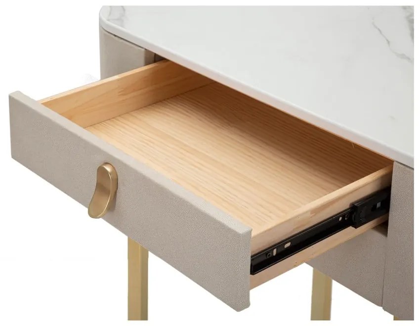 Tavolo consolle beige/dorato con piano effetto marmo 40x70 cm Beauty – Mauro Ferretti
