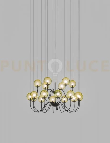 Puppet sospensione 18p ambra trasparente nero opaco 18 luci attacco g9