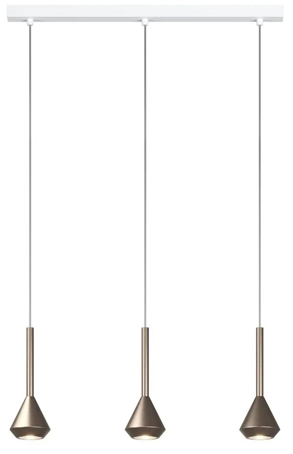 Lampadario Moderno Rettangolare Aygo Metallo Bianco E Bronzo 3 Luci Gu10