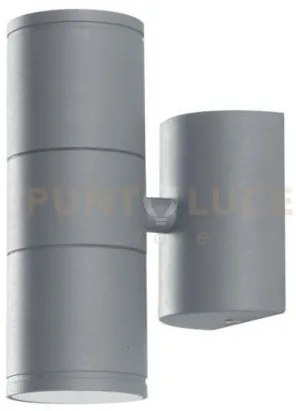 Applique biemissione jump silver 2 luci attacco gu10 ip44 6x11x16cm