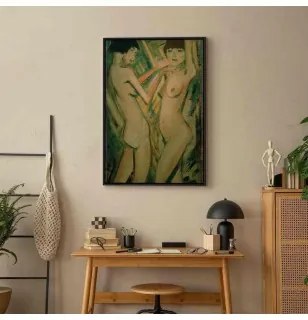 Quadro - Zwei Mädchen (Otto Mueller) In cornice nera di legno 60x90