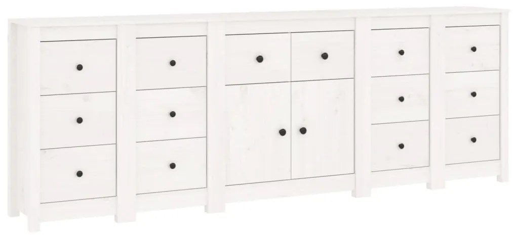 Credenza bianca 230x35x80 cm in legno massello di pino