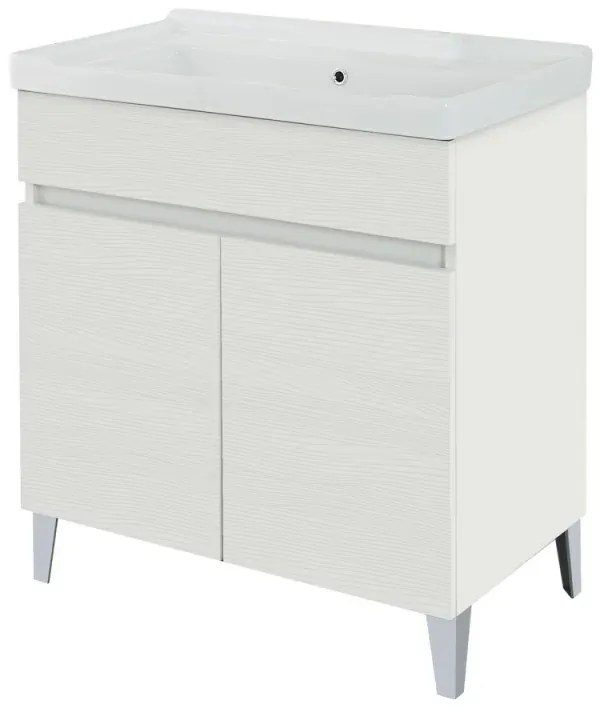 Mobile lavatoio 79x46,8 cm bianco frassinato con vasca in ceramica bianca