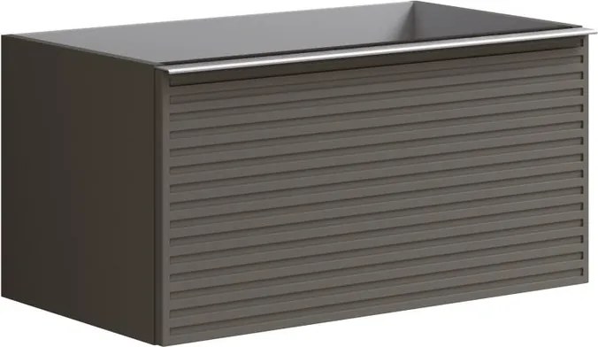 Mobile da bagno sospeso sotto lavabo Pixel stripes 2 cassetti  L 80 x H 40 x P 45.5 cm grigio carbone laccato opaco, con maniglia alluminio brillante