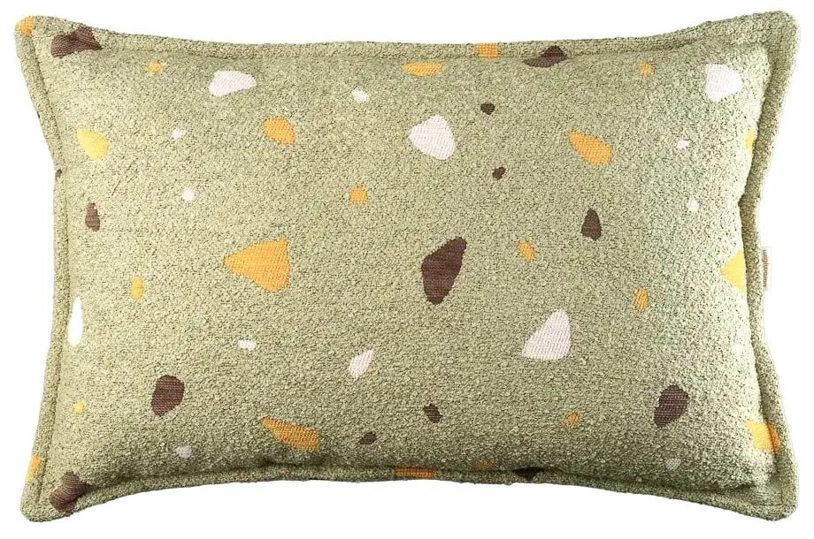 Cuscino per divano da bambini verde con rivestimento in bouclé e ciniglia Terrazzo Bolster – Wigiwama