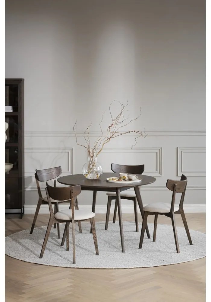 Tavolo da pranzo rotondo in rovere marrone scuro ø 115 cm Yumi - Rowico