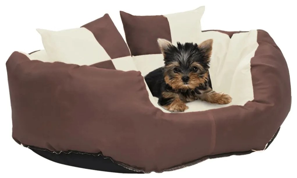 Cuscino Per Cani Reversibile Lavabile Marrone Crema 65x50x20 Cm /