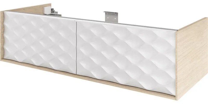 Mobile da bagno sospeso sotto lavabo L 120 x H 32 x P 48 cm beige laccato lucido, 2 cassetti SENSEA Neo