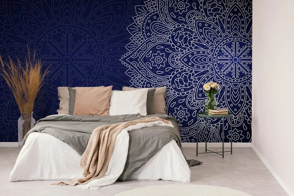 Carta da parati – Mandala blu scuro