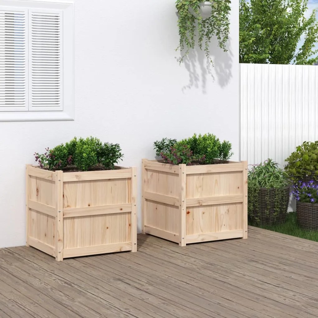 Fioriere Da Giardino 2 Pz İn Legno Massello Di Pino /