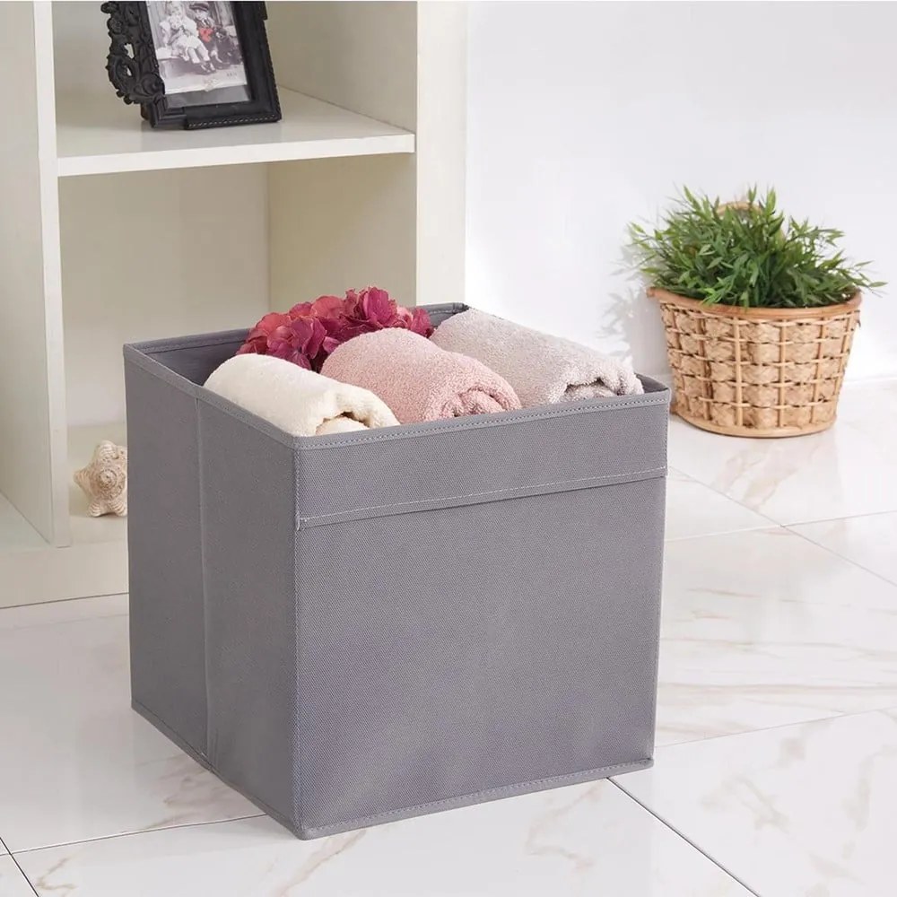 Scatola in tessuto grigio 30x30x30 cm - Mioli Decor
