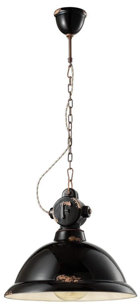 1-light suspension, C1710, Industrial collection, Ferroluce Retrò