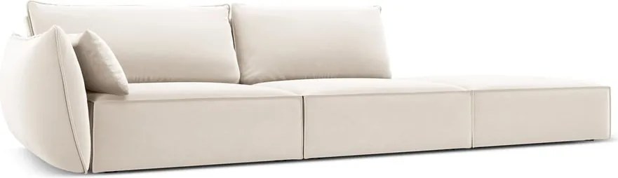 Divano beige con penisola a sinistra con rivestimento in velluto 264 cm Vanda – Mazzini Sofas