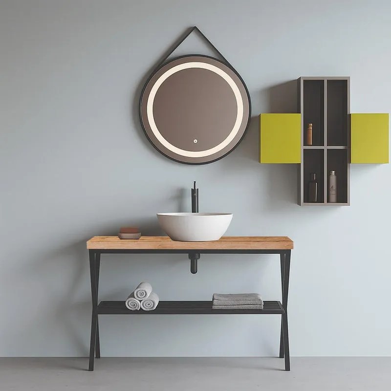 Mobile da bagno sotto lavabo Kros marrone opaco L 100 x H 60 x P 48 cm, lavabo non incluso