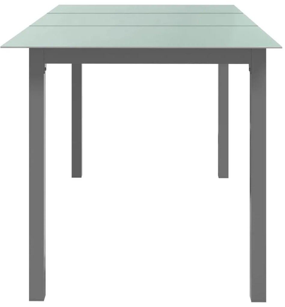 Tavolo da giardino grigio chiaro 150x90x74cm alluminio e vetro