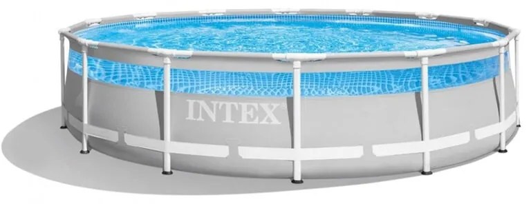 Intex - 26722NP – Piscina Fuori Terra Prisma Frame Clearview Rotonda, Pompa Filtro 3785 L/h, Scaletta, Telo Base e Copertura, 12706 l, Acciaio e pvc,