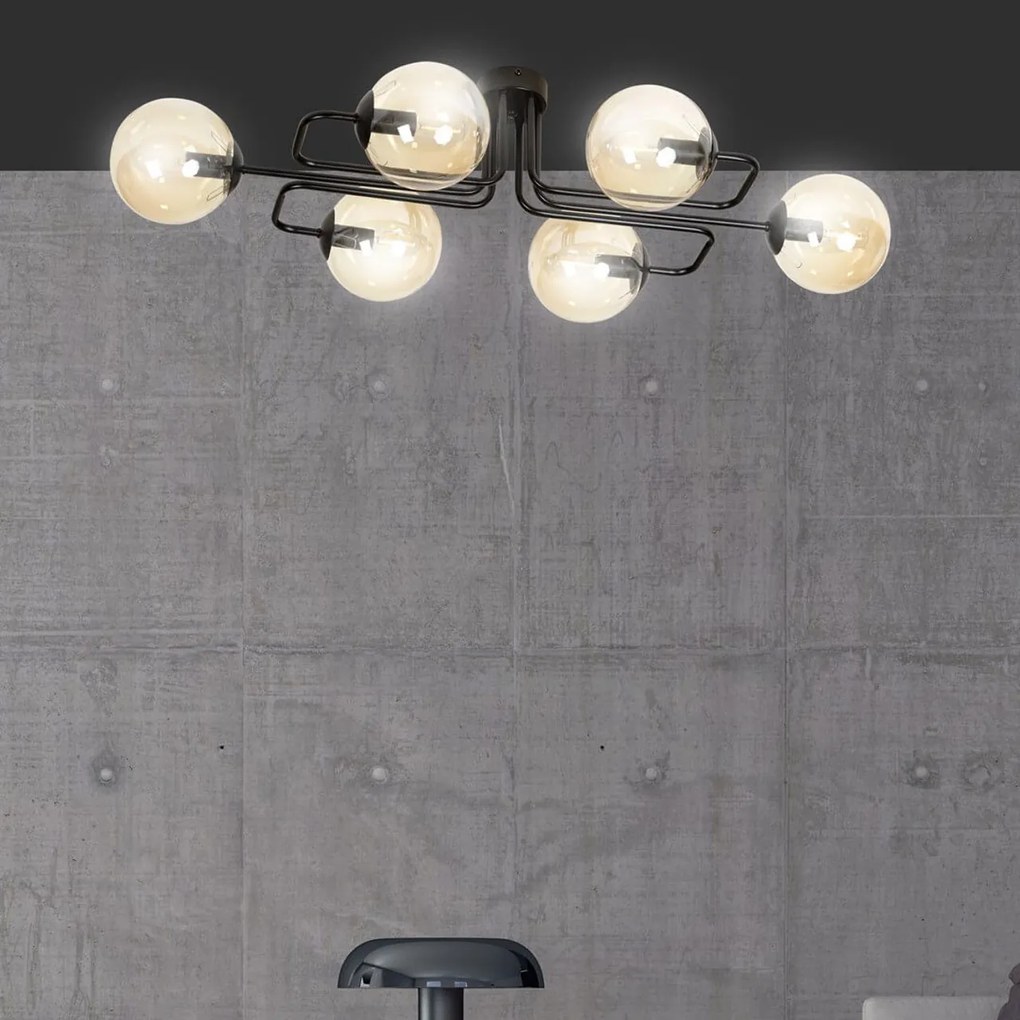 Lampadario da soffitto BRENDI 6 in acciaio e vetro 6xE14