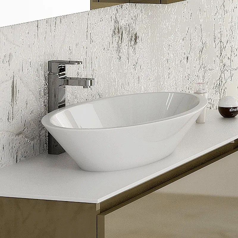 Lavabo da appoggio ovale 70cm Litos-369 - KAMALU