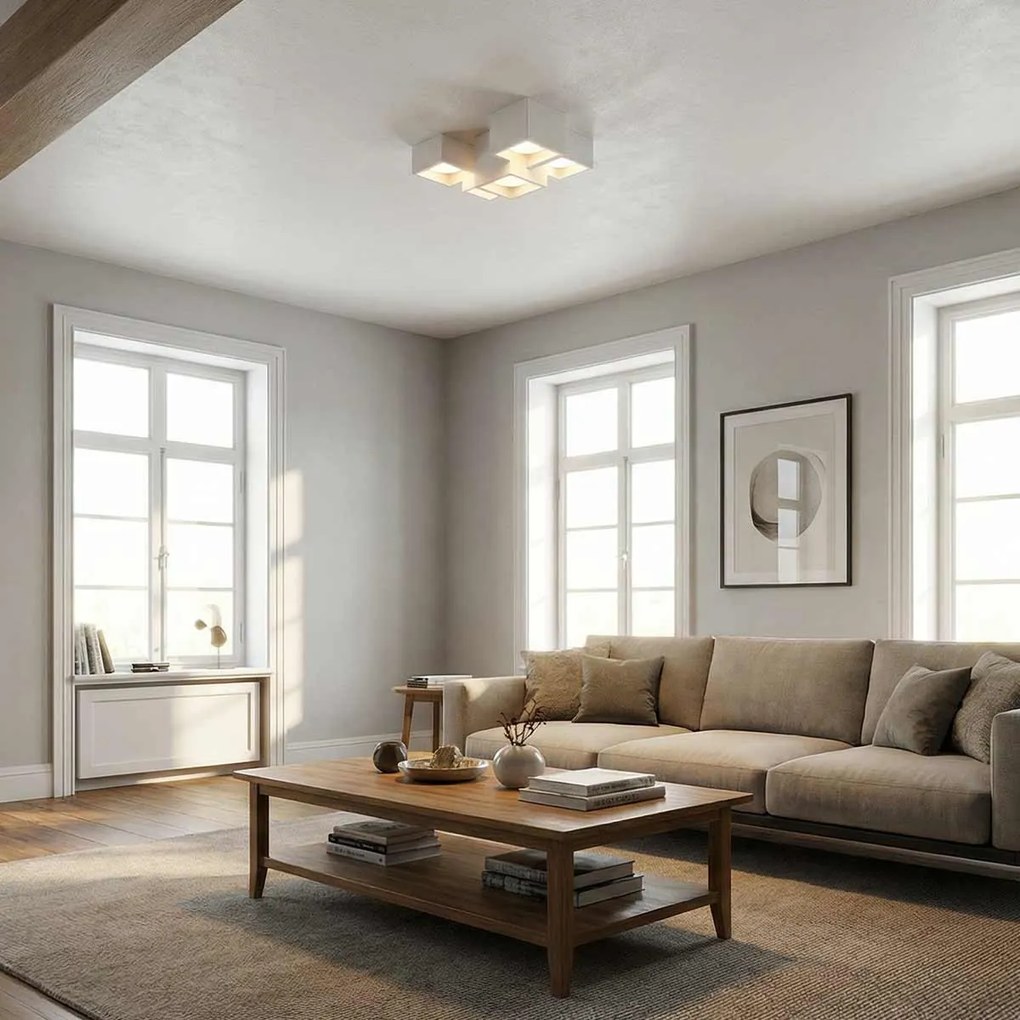 Applique da Soffitto in Gesso Pitturabile 5xGX53 - Serie ESSENZA