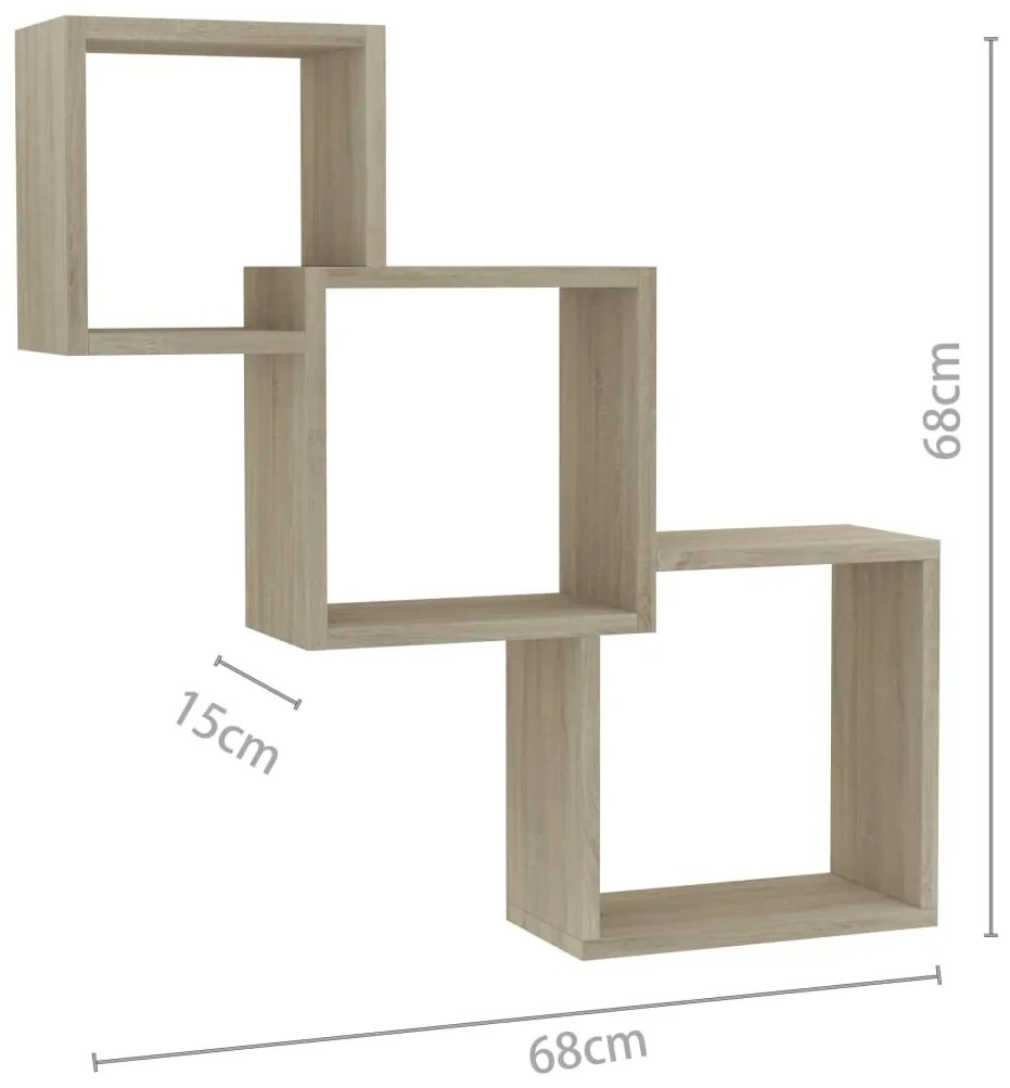 Mensole a Muro Cubiche in Rovere Sonoma 68x15x68cm Truciolato