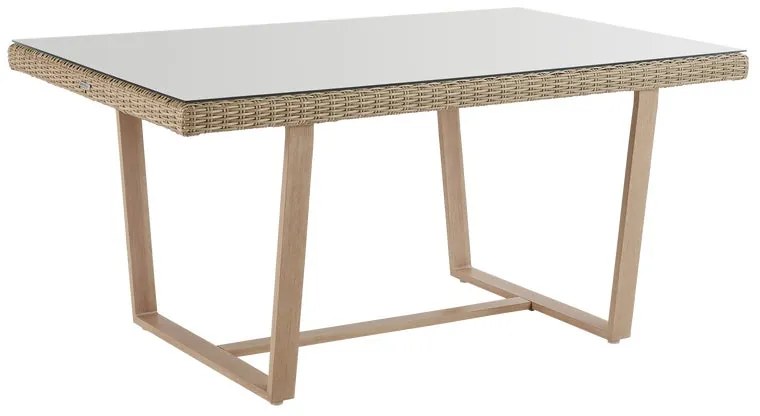 Tavolo da pranzo per giardino Medena NATERIAL in alluminio con piano in vetro beige per 6 persone 100x200cm