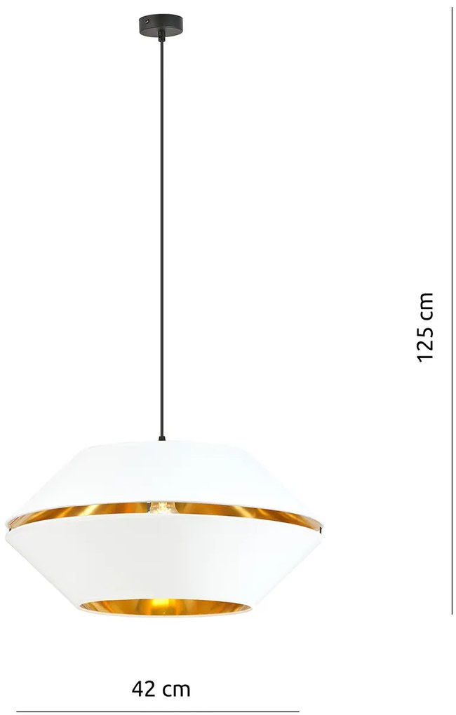 Sospensione Contemporanea 1 Luce Bellerofonte In Metallo Bianco E Oro