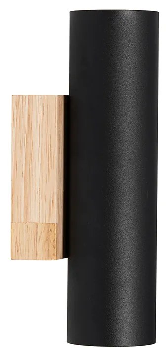 Applique moderna nera con legno 2 luci - Jeana