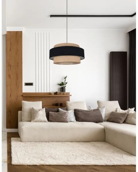 Lampadario a sospensione con filo CORSA 1xE27/60W/230V nero/beige