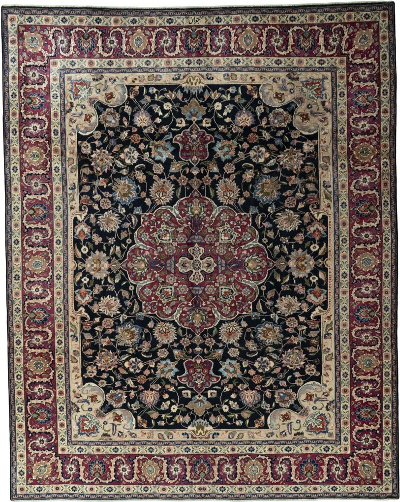 Mashad Tappeto persiano 390x310 Blu (Iran) Annodato A Mano