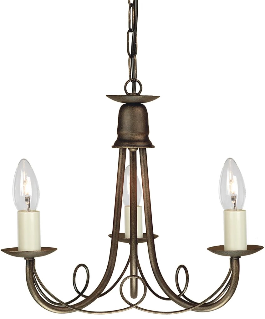 Lampadario Industrial Nordico Minster Acciaio Nero Oro 3 Luci E14