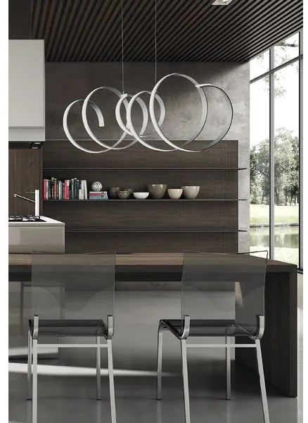 Lampada a sospensione SCIA a LED in metallo 100 cm con finitura Silver