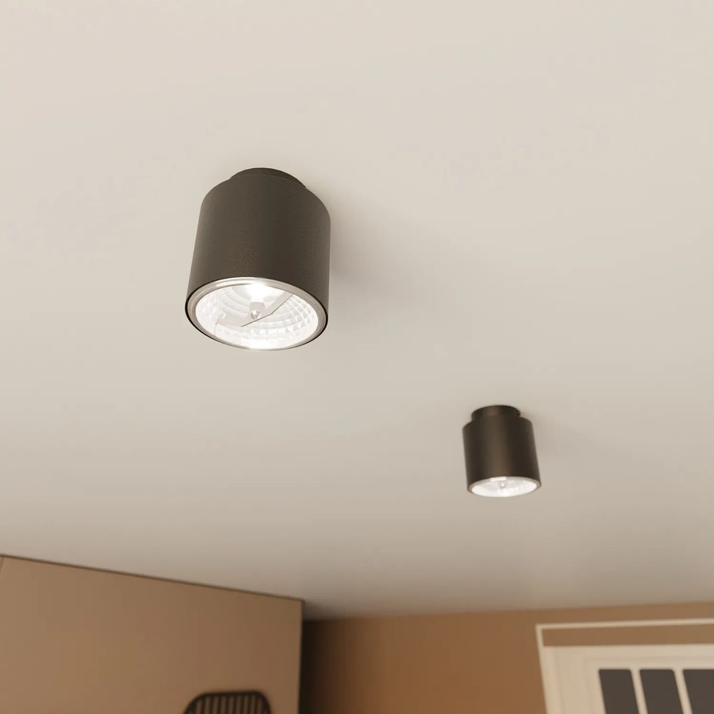 Plafoniera Moderna 1 Luce Faretto Ptah In Acciaio Nero