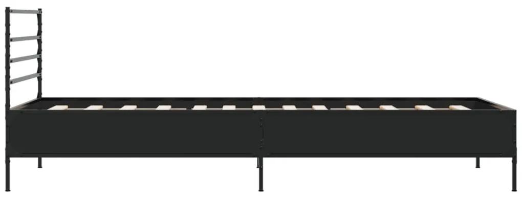 Giroletto nero 90x200 cm in legno multistrato e metallo