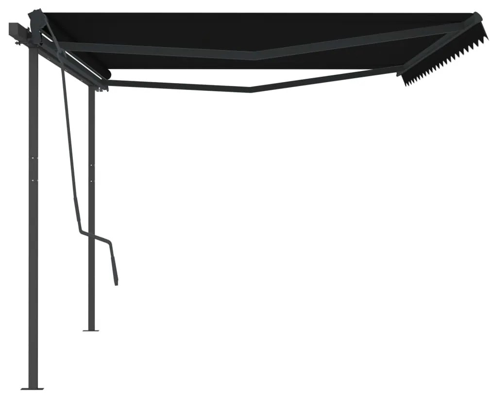 Tenda da Sole Retrattile Manuale con Pali 5x3,5 m Antracite