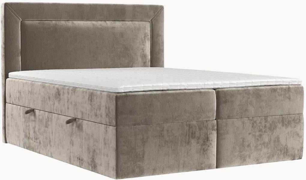 Letto boxspring in ciniglia fatto a mano con contenitore Imagine, H3