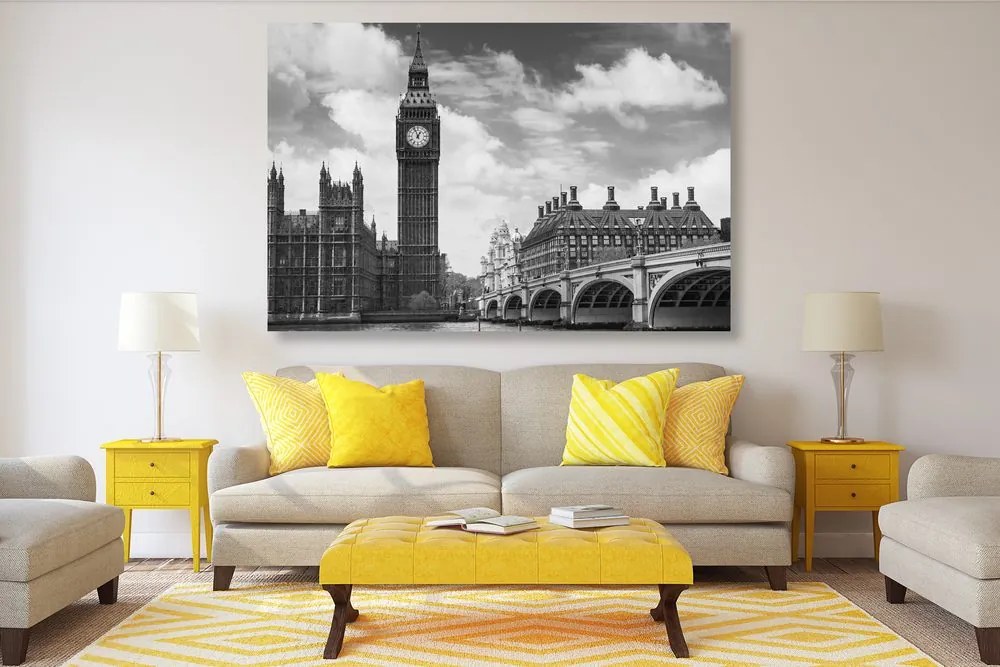 Stampa su tela – Big Ben a Londra in bianco e nero