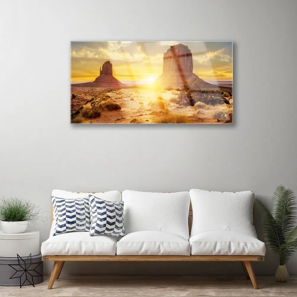 Quadro in vetro Desert Sun Landscape 100x50 cm