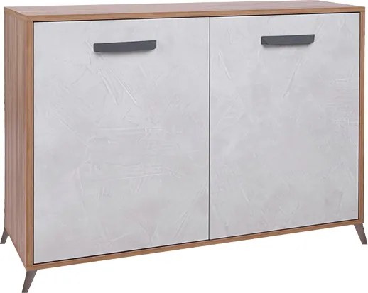 Madia in legno 107 cm a 2 ante Cemento Chiaro e struttura Noce Chiaro - LAELA