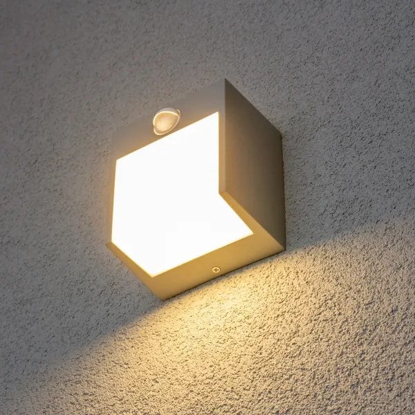 Brilagi TERNI LED/12W/230V lampada da parete esterna con sensore grigia IP44