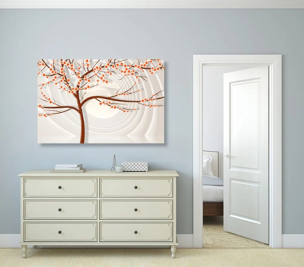 Quadro su tela – Albero moderno su sfondo astratto