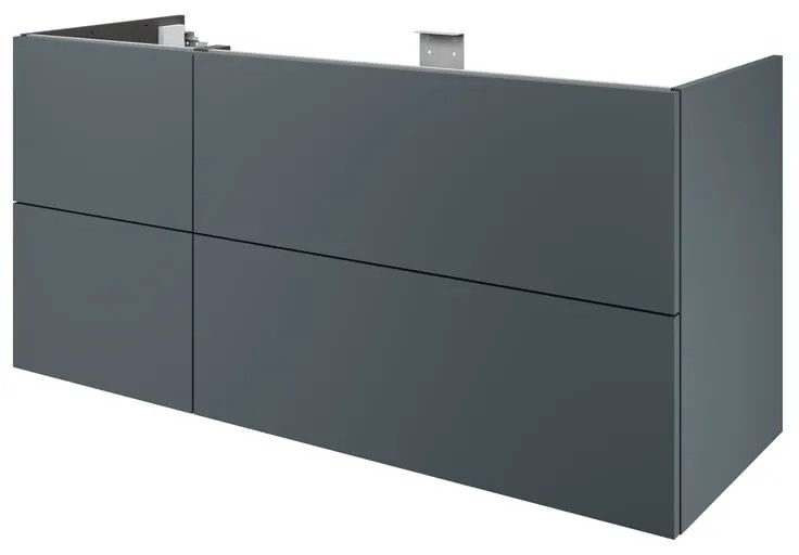 Mobile da bagno sotto lavabo SENSEA Neo grigio laccato lucido L 135 x H 64 x P 48 cm 4 cassetti, lavabo non incluso