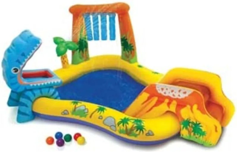 PISCINA GONFIABILE RETTANGOLARE GIOCO DINOSAURO +3 ANNI cm.249x191x109h. peso kg.5,20 (57444) INTEX