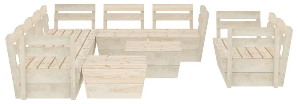 Set divani da giardino su pallet 10 pz in legno abete impregnato