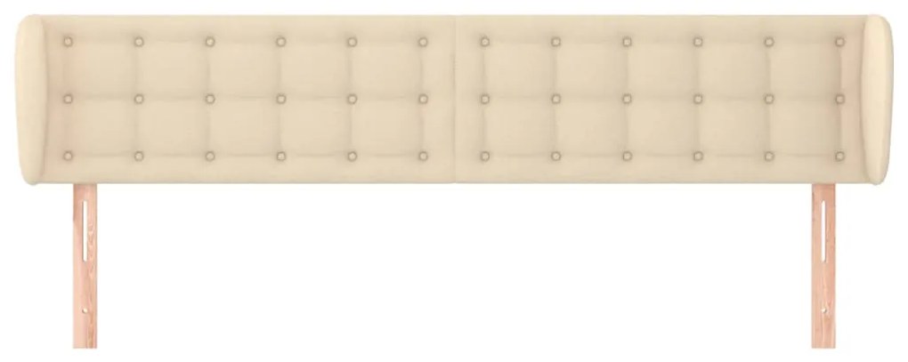Testiera ad orecchio crema 163x23x78/88 cm in tessuto