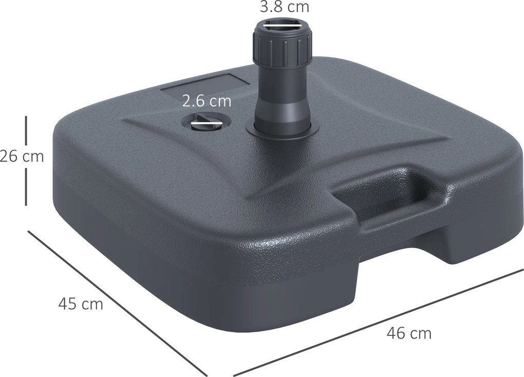 Base per Ombrellone da Giardino Ø38 Riempibile 20-30 Kg HDPE Nero 46x45x26 cm...