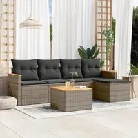 Set Divano da Giardino 6 pz con Cuscini Grigio in Polyrattan 3225927