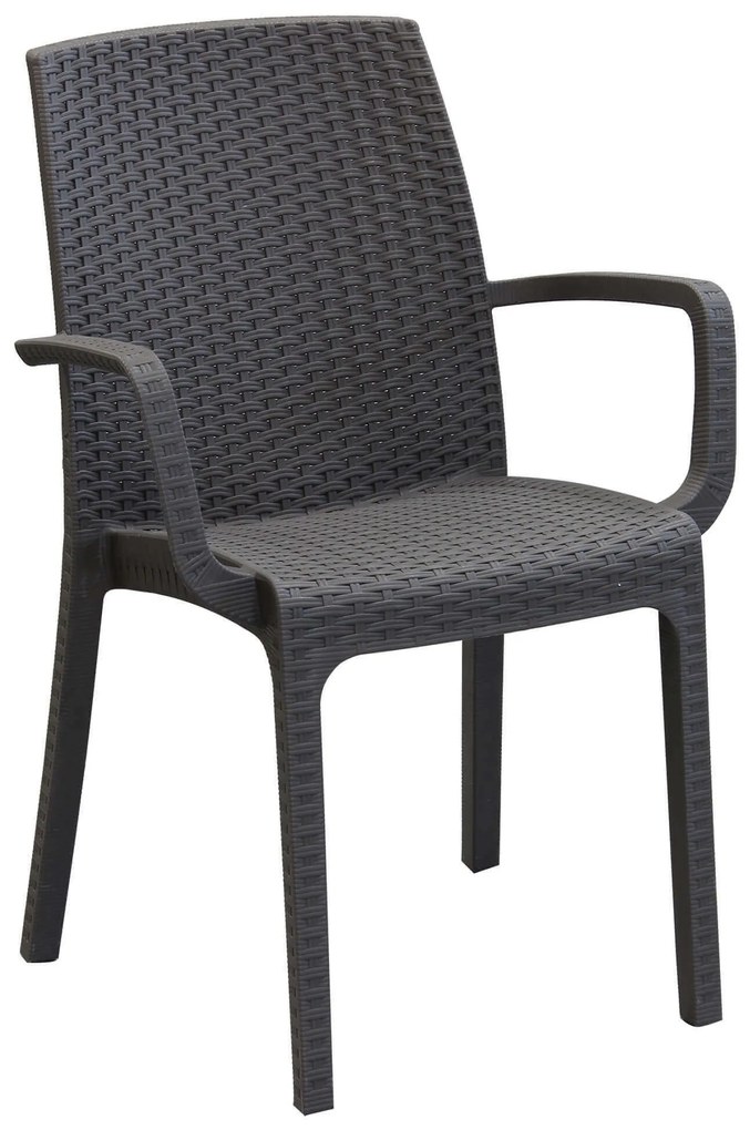 CALIGOLA - set tavolo in alluminio e teak cm 80 x 80 x 74 h con 4 poltrone Alma