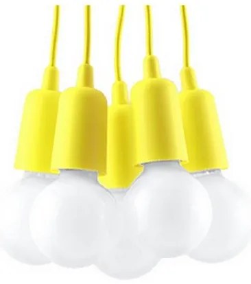 Lampadario su filo DIEGO 5xE27/60W/230V giallo
