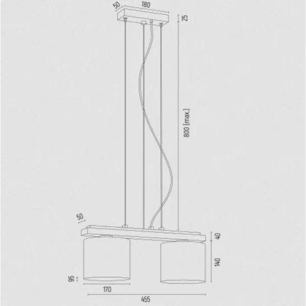 Argon 7164 - Lampadario a sospensione con filo CANOA 2xE27/15W/230V nero